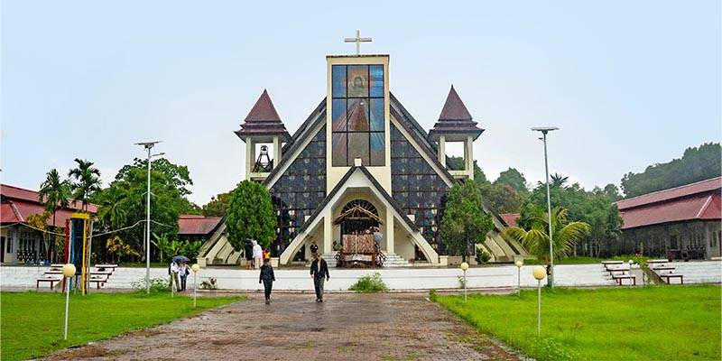 Church in tropical setting
